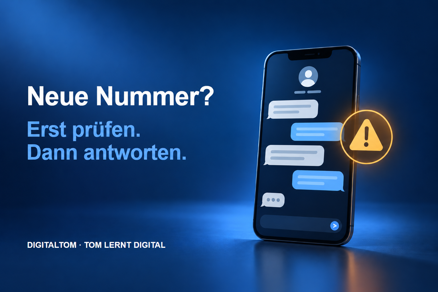 Smartphone mit verdächtiger WhatsApp-Nachricht: Neue Nummer? Erst prüfen. Dann antworten.